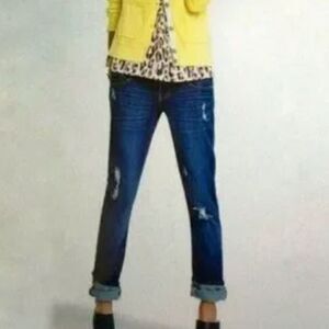 CABI 3045 Slim Boyfriend Distressed Denim Jeans Size 2